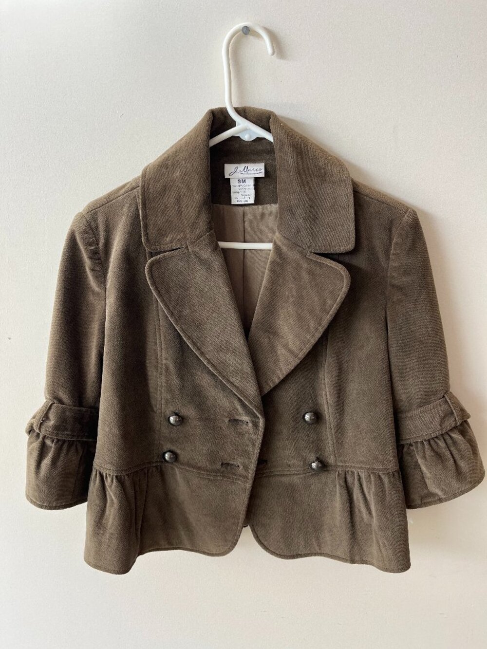 J. Marco Brown Peplum Double-Breasted Jacket.